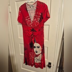 Vintage Joseph Ribkoff Red Graphic Dress With Face